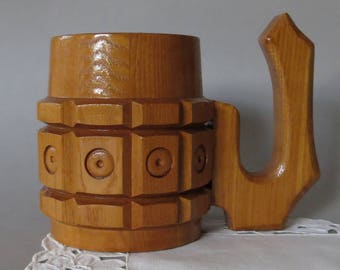 Vintage Wooden Beer Stein Beer Mug Oktoberfest Stein Wood Stein