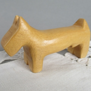 Vintage Wooden Dog Figurine Hand Carved Wood Dog Sculpture Vintage Dog Statue Wooden Art