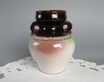 Vintage Ceramic Vase Pottery Vase Flower Vase Handmade Ceramic Vase Farmhouse Decor Brown Green Pink