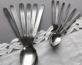 Vintage Teaspoons Tablespoons Polka Dot Diner Spoons Soup Spoons Tea Spoons Stainless Steel Set of 6 Spoons Vintage Flatware