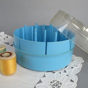 Vintage Thread Spool Holder Blue Plastic Thread Stand Vintage Sewing Organizer