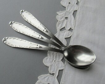 Vintage Stainless Steel Teaspoons, Floral Pattern, Set of 6 - Etsy