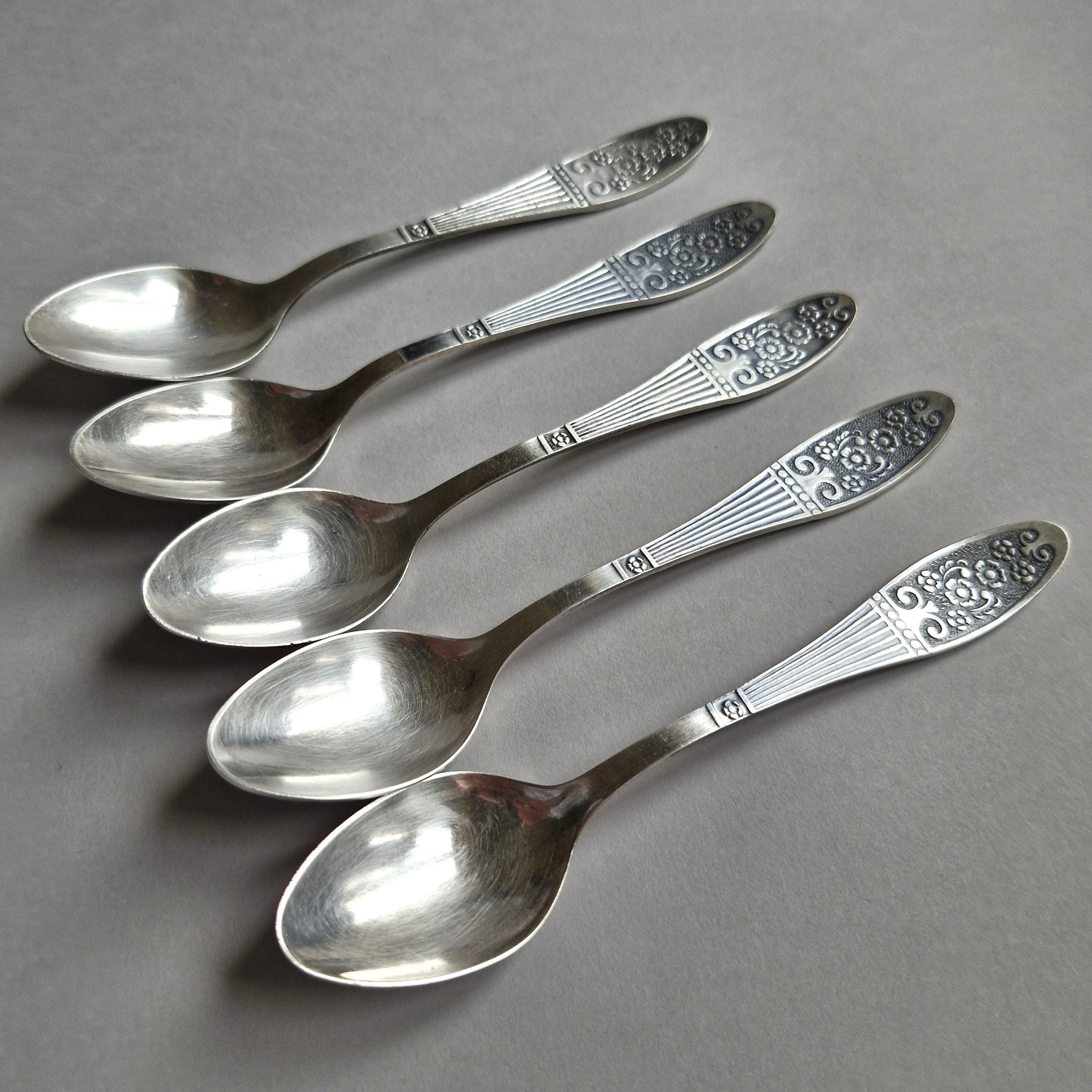 ヴィンテージ ティースプーン シルバーメッキ スプーン 5本セット 花柄
