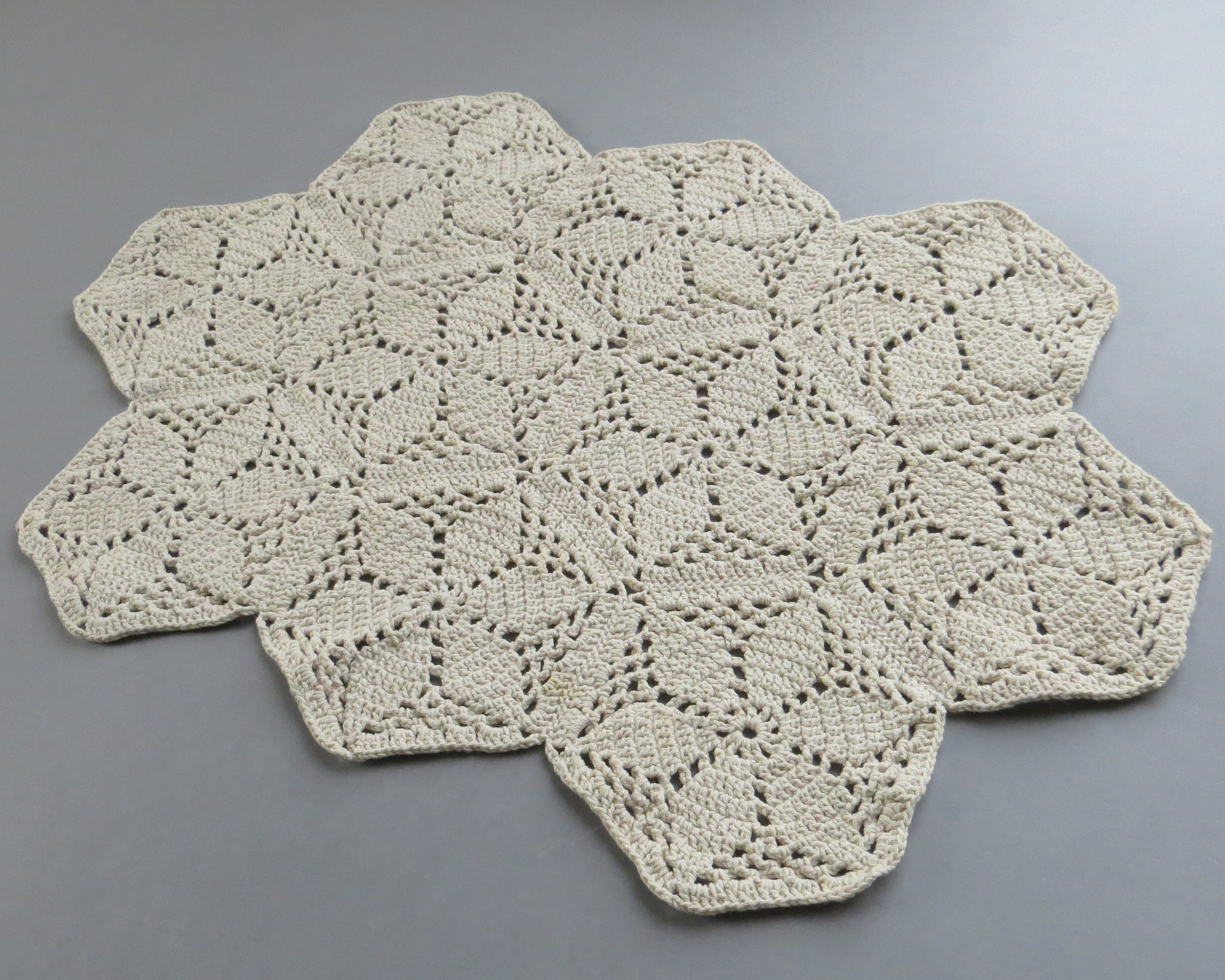 Vintage Crochet Doily Ecru Doilies Rectangle Doily Green Vintage ...