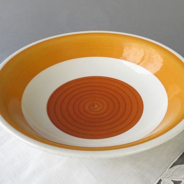 Gefle STINA Serving Bowl Helmer Ringström Design Yellow Orange Sweden Scandinavian Porcelain