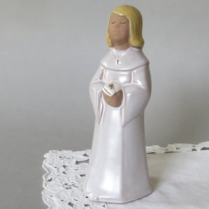 JIE Gantofta Ceramic Girl Sculpture Vintage Art Sculpture by Edit Risberg Konfirmand Sweden 1960s