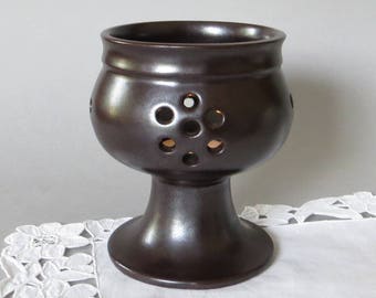 Vintage Candle Holder Hoganas Keramik Ceramic Candle Holder Sweden Scandinavian Design Stoneware Höganäs Keramik Pottery Brown Candleholder