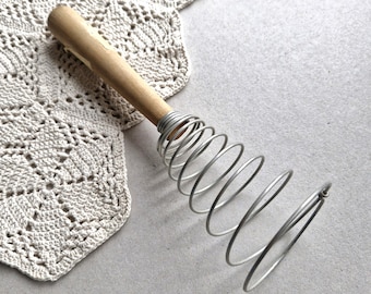 Vintage Metal Wire Whisk - Egg Beater with Wooden Handle