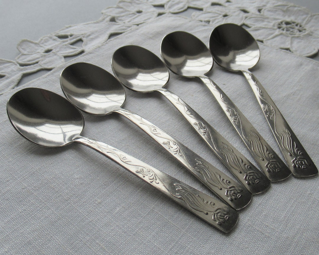 Vintage Coffee Spoons Stainless Steel Coffee Spoon Set of 5 Etsy