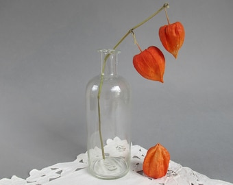 Vintage Clear Glass Apothecary Bottle, 200ml Medicine Pharmacy Jar