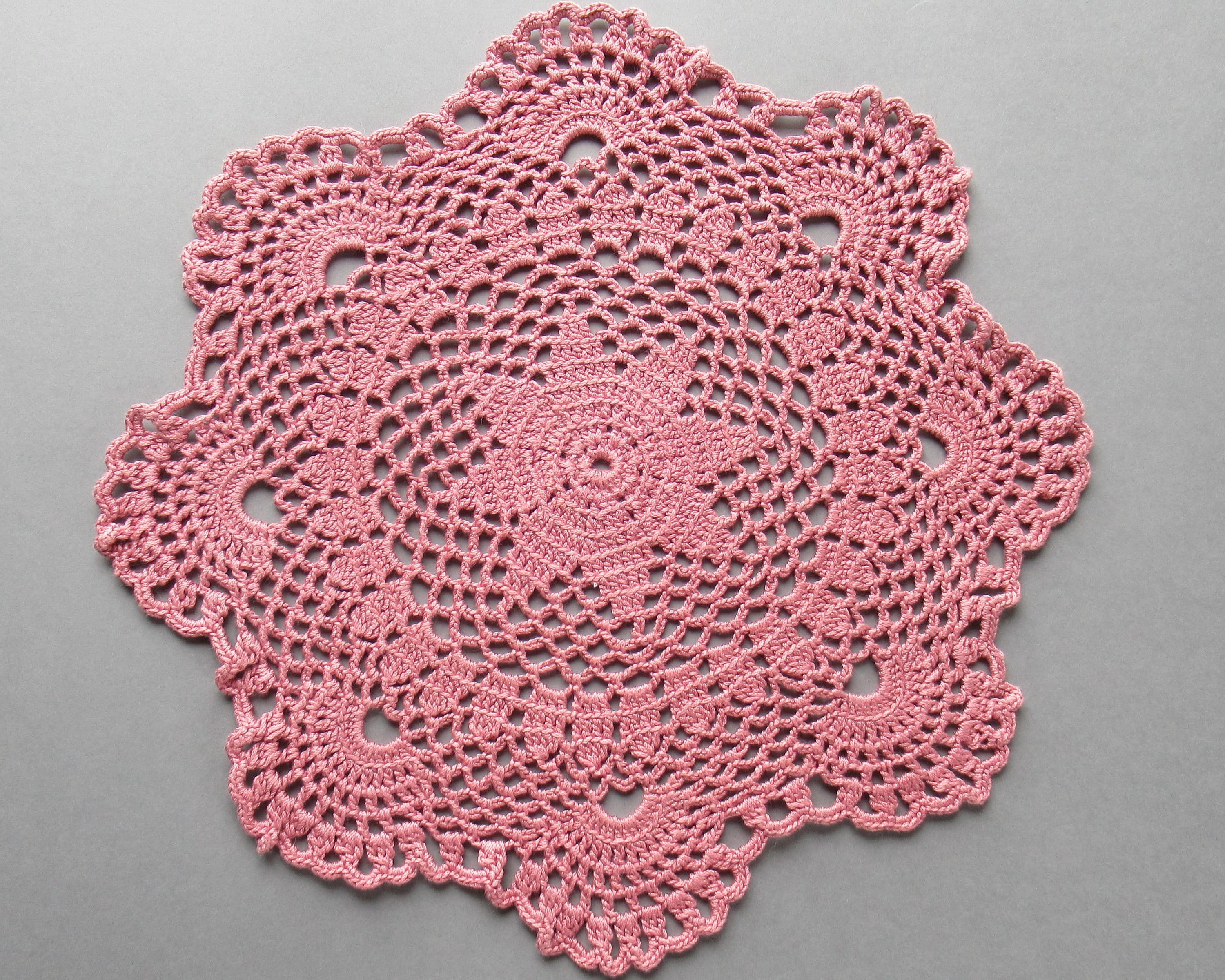 Two Pretty Matching Red Hand Floral Crochet Cotton Round Doily