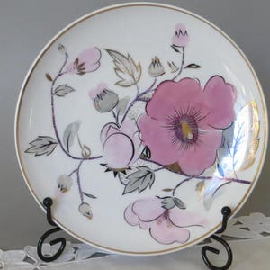 Vintage Łomonosow Talerz Różowy LFZ Zestaw do kawy Zestaw do herbaty Talerz na ciasto Talerz deserowy Kwiatowa porcelana Biały Różowy Szary Złoty