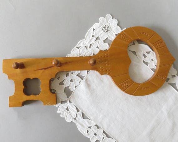 Portachiavi Muro In Legno Di Pino Con 7 Ganci – Organizer A Battente, Vintage, Decorativo – Montaggio A Sx/Dx, Per Ingresso E Casa