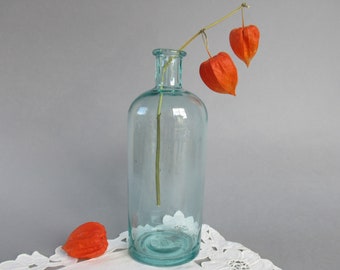 Vintage Aqua Blau Glas Apotheker Medizin Flasche Leere Gift Glas Apotheke Flasche