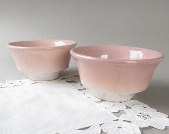 Vintage Ceramic Bowls Pink Pottery Bowl set of 2 Soup Serving Bowls Ice Cream Bowls Candy Dish