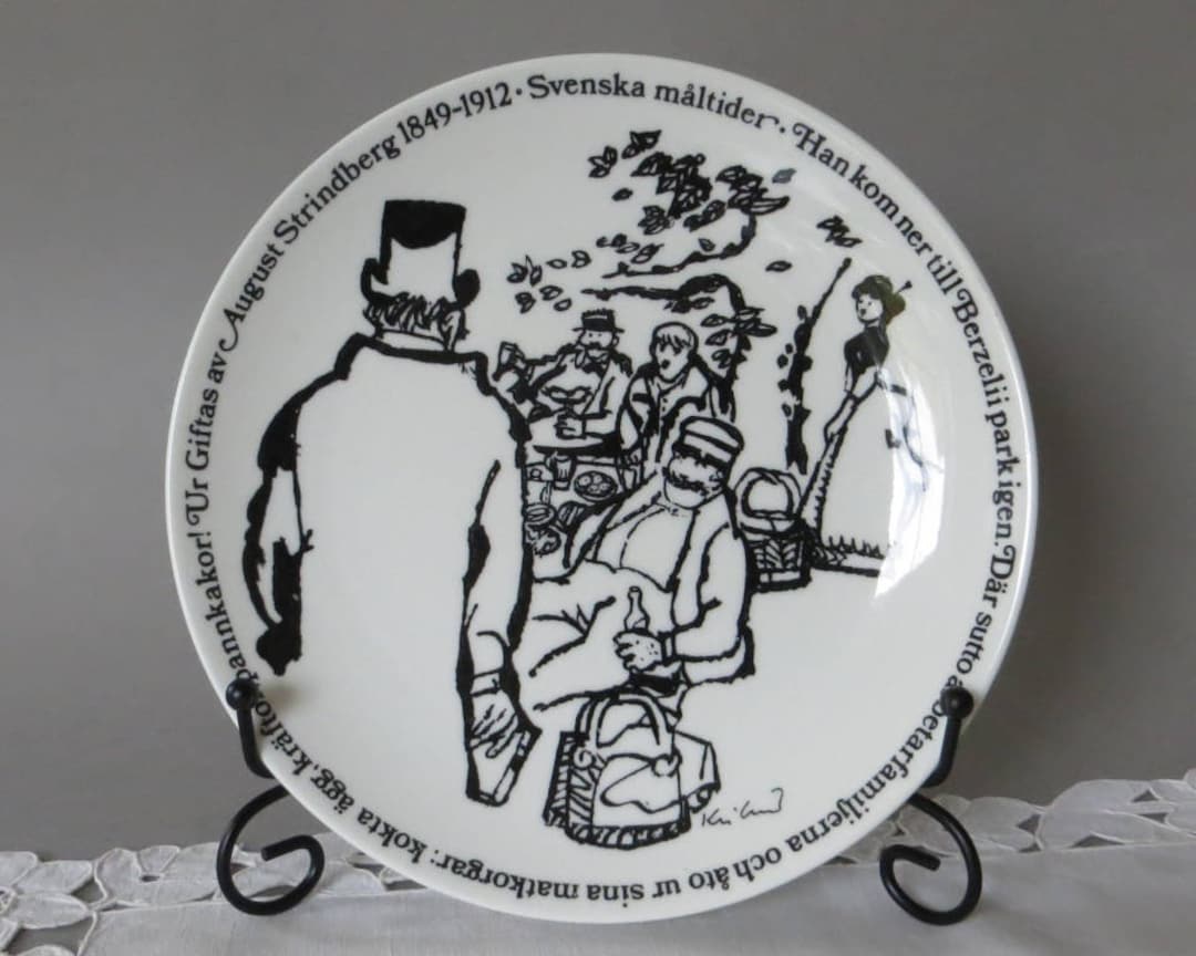 Vintage Gustavsberg Wall Plate, Swedish Meals, 1975 August