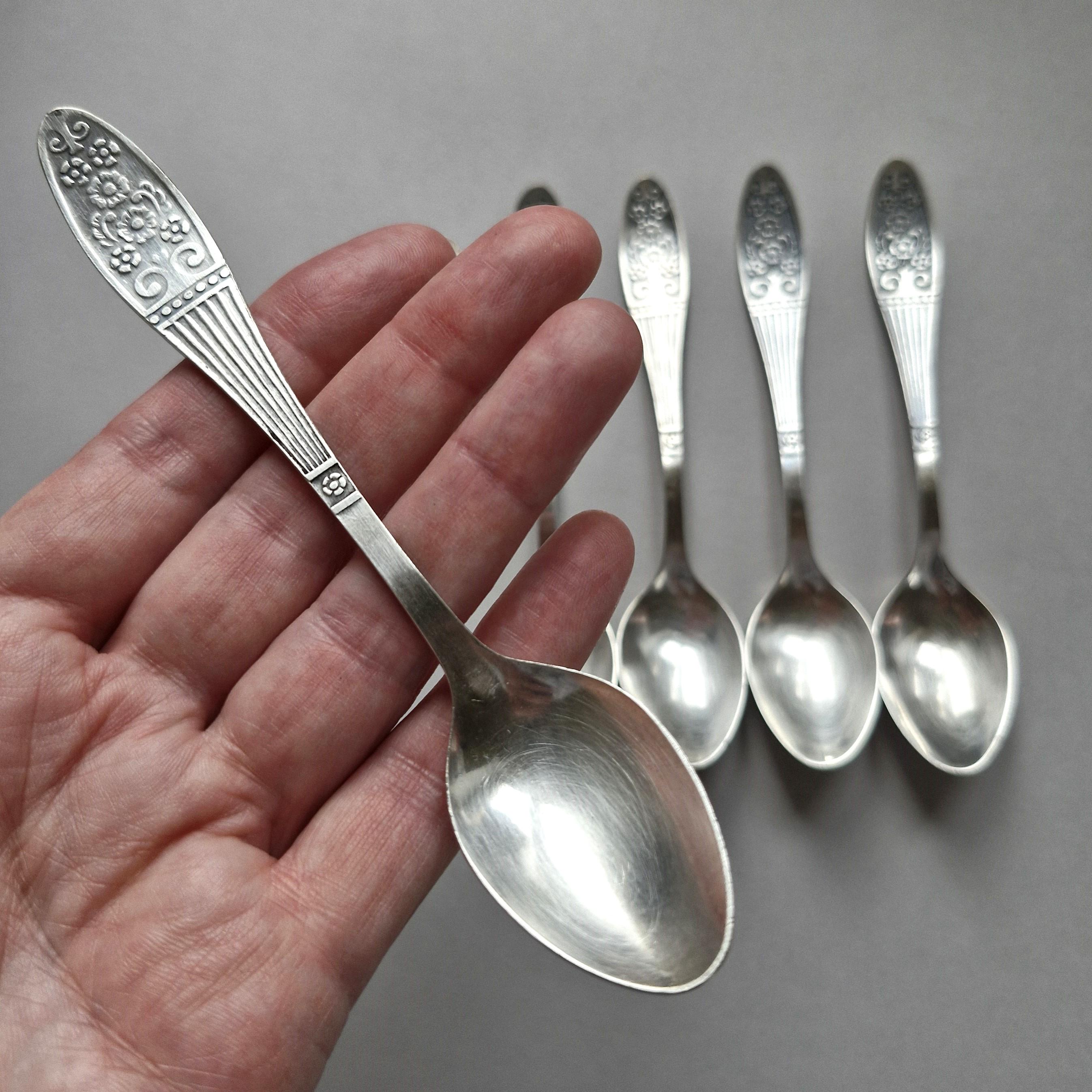 ヴィンテージ ティースプーン シルバーメッキ スプーン 5本セット 花柄