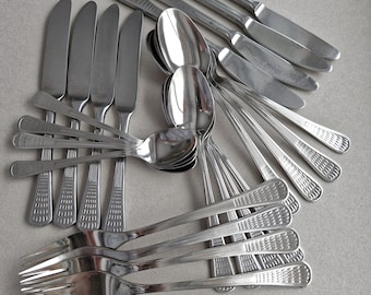 Vintage Cutlery Set Forks Knives Spoons Teaspoons Set for 4 Persons Stainless Steel Flatware