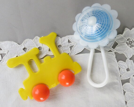 SEALED PKG Infant-NEW-old stock~LOT OF 2~ Vintage  Baby's 1st Rattle~Baby Toy 