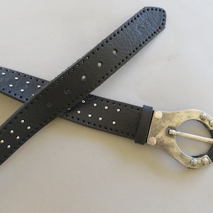 Vintage Leather Belt Black Studded Mens Belt Vintage Belt Brown Vintage Belt Genuine Leather