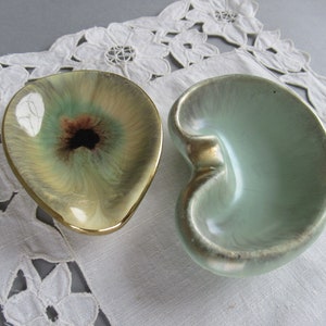 Vintage Ceramic Ashtray set of 2 Ash Tray Green Yellow Germany Ashtray Ear Shaped