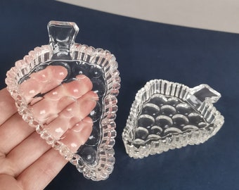 Vintage Glass Grape Jewelry Trinket Dish, Set of 2