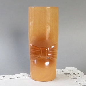 Vintage Ceramic Vase Bow Pottery Vase Flower Vase Handmade Ceramic Farmhouse Decor Orange Brown