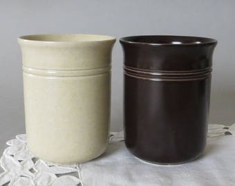 Vintage Hoganas Keramik Mustard Jar Spice Jar Set of 2 Sweden Stoneware Brown Beige Kitchen Storage Blufritt Stengods Höganäs Keramik