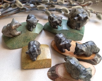 Vintage Granite Bear Figurines Bear Statuette Orsa Trägranit Sweden