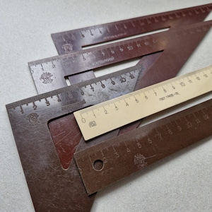 Vintage driehoek liniaal Lot van 5 kunststof meetinstrument kantoor schoolbenodigdheden 45 graden liniaal geometrie liniaal tekening liniaal rechte liniaal