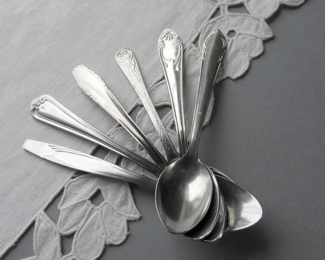 Vintage Coffee Spoons Mismatched Spoon Set of 6 Stainless Etsy