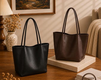 Oryginalna torba typu hobo na ramię z owczej skóry, miękka skórzana torba typu tote, minimalistyczna torebka do pracy, torebka wiaderkowa pod pachę, codzienna skórzana torebka