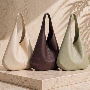 Genuine Leather Tote Bag, Large Capacity Shoulder Bag for Women, Minimalist Underarm Hobo Bag, Soft Slouchy Handbag Everyday Use Gift