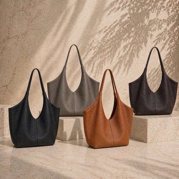 Minimalist Top Grain Cowhide Leather Bag, Oversized Underarm Tote, Premium Soft Leather Shoulder Bag, Chic Work & Travel Handbag