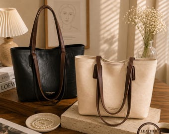 Torba typu tote w stylu koreańskim dla kobiet, pojemna torebka na ramię ze skóry PU, minimalistyczna torebka do biura, codzienna torba na zakupy
