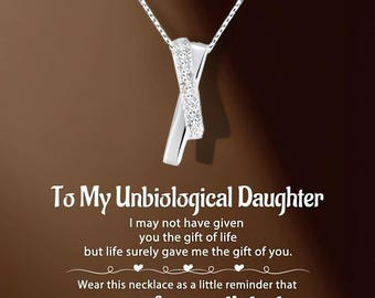 For Unbiological Daughter Necklace - We Are Forever Linked Together Interlocking Necklace, Meaningful Gift