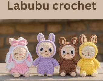 Patrón de ganchillo de conejito sonriente - Tutorial de conejito monstruo amigurumi (archivo PDF)