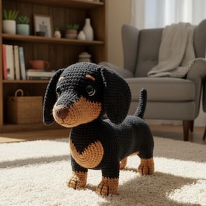 Dachshund Crochet Pattern – Amigurumi Sausage Dog PDF | Easy Dog Crochet Tutorial | Cute Wiener Dog Plush Pattern