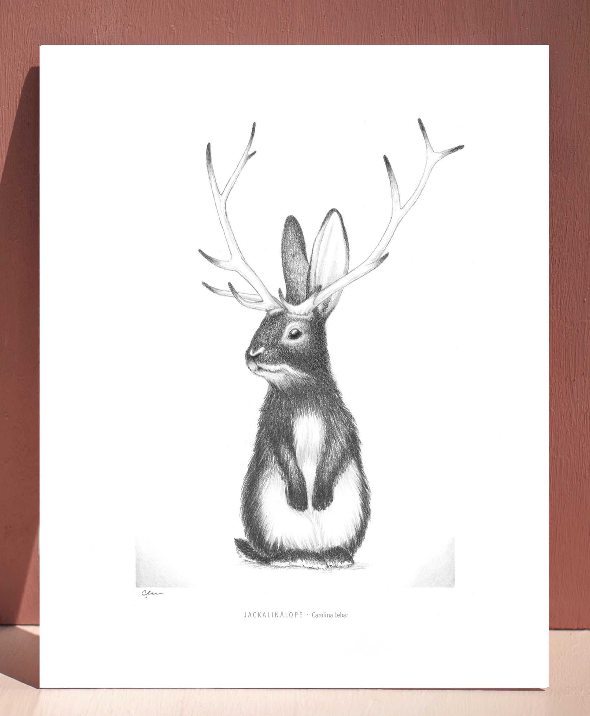 Jackalope Art, Jackalope Drawing, Jackalope Print, Bunny