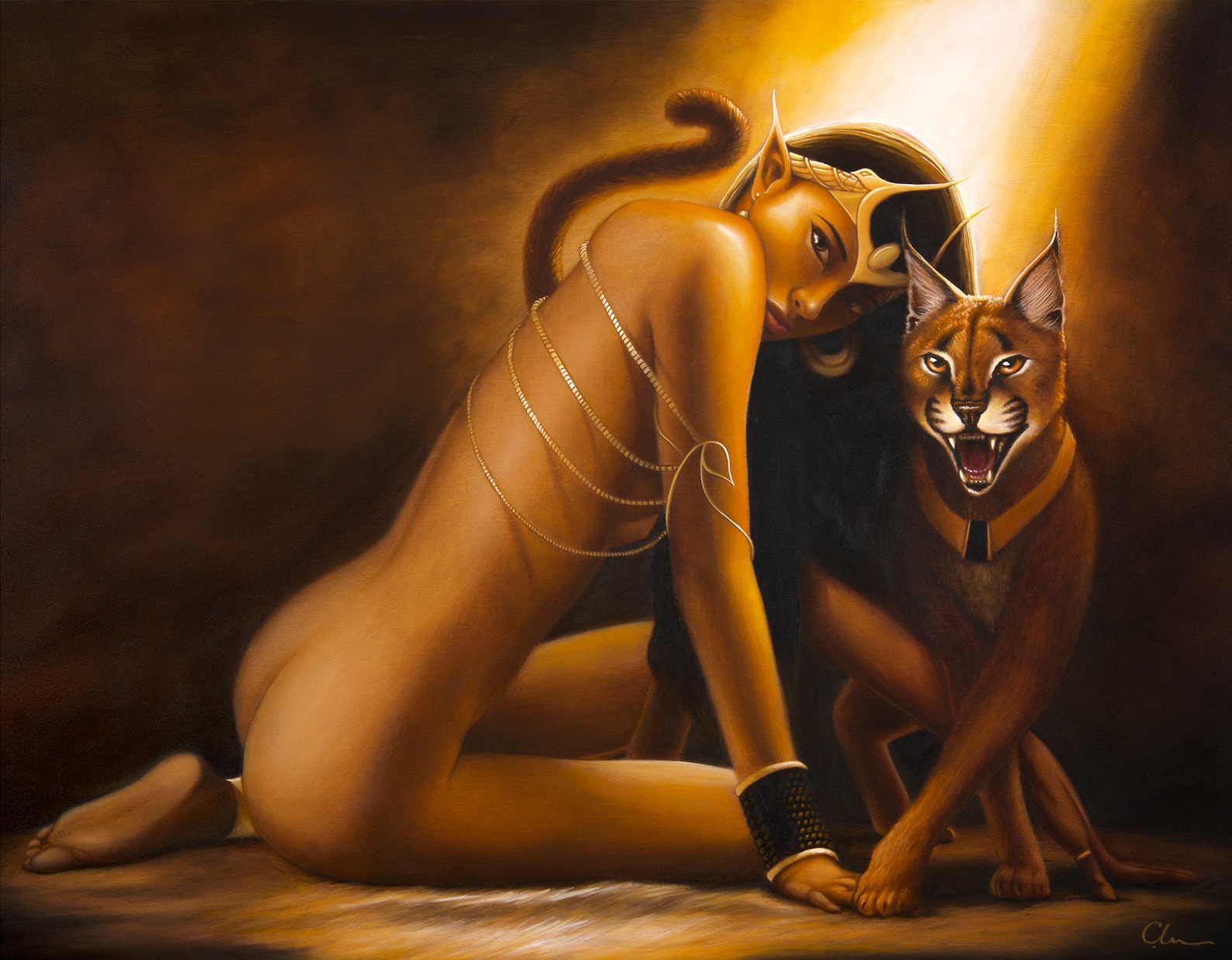 Egypt Art, Egypt Art Print, Egypt Decor, Gaze of Bastet, 14 x 11, Goddess, ...