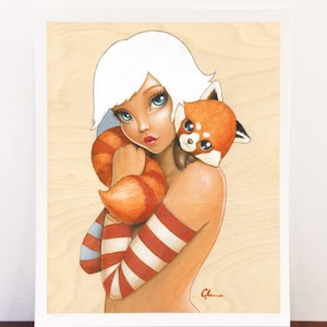 Red Panda Print, Red Panda Art, Kawaii Art Print, 8x10, Home Decor, Red Panda Painting, Drawing