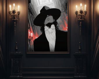King of the Night — Dark Gothic Wall Art Print | Crimson Eye Figure | Moody Digital Download