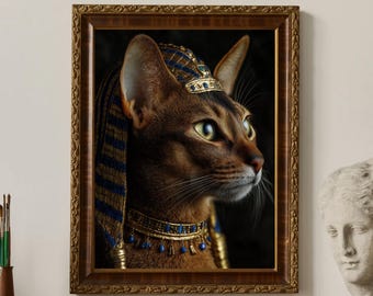 Abyssinian Cat Egyptian Pharaoh Portrait | Cat Art Print | Digital Download