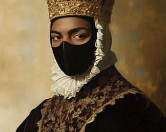 Baroque Portrait Wall Art | The Masked Queen | Dark Academia Print | Digital Download