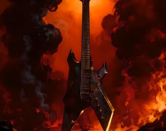 Inferno Relic Print | Dark Fantasy Guitar Art | Mythic Cinematic Decor | Digital Download