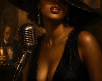 Jazz Singer Wall Art | Harlem Gold | Black Woman Vintage Jazz Decor | Digital Download