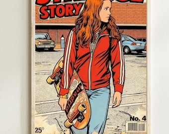 Skateboard Girl Print | Vintage Comic Cover Art | Retro Street Style | Digital Download