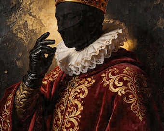Baroque Portrait Print | Crowned Outlaw | Dark Academia Moody Wall Art