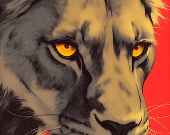 Wall Art Print – Lioness, Graphic Pop Art Animal Portrait, Bold Boho Decor