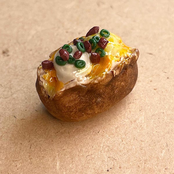 Miniature Baked Potato Magnet – Realistic Polymer Clay Food, Kitchen Decor